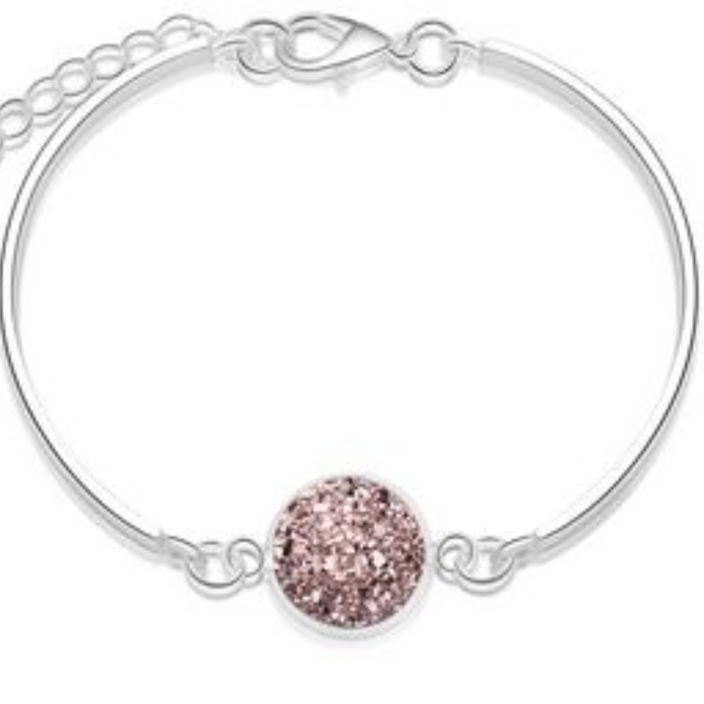 Light brown & silver faux druzy bracelet